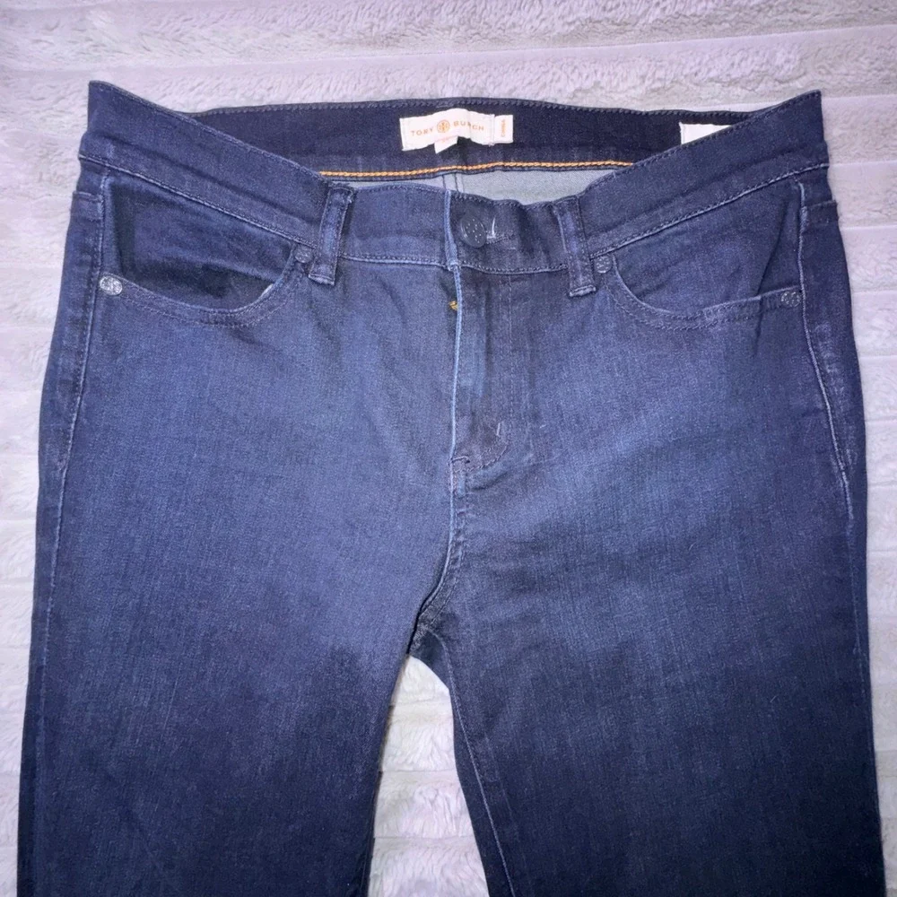 Tory Burch Women's 29 Legging Jeans Dark‎ Wash Indigo Skinny Stretch Denim